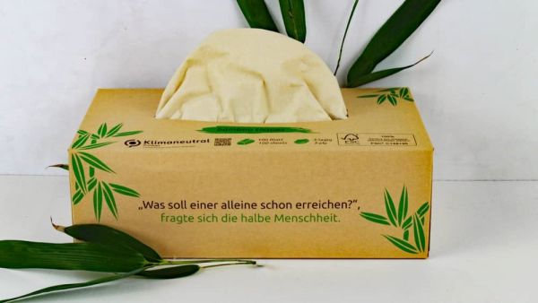 Bambus Taschentücher, naturfarben, 3 lagig, holzfrei, soft,100 Blatt