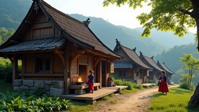 Ethnische-Bergd-rfer-in-Nordvietnam